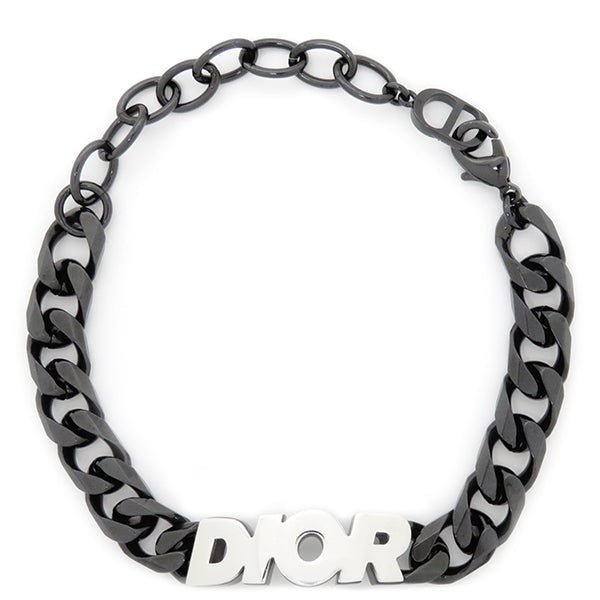 ディオール DIOR チェーンブレスレット B1611HOMMT ブラック×シルバー 真鍮 ブレスレット ブラック金具 チェーンブレスレット　黒