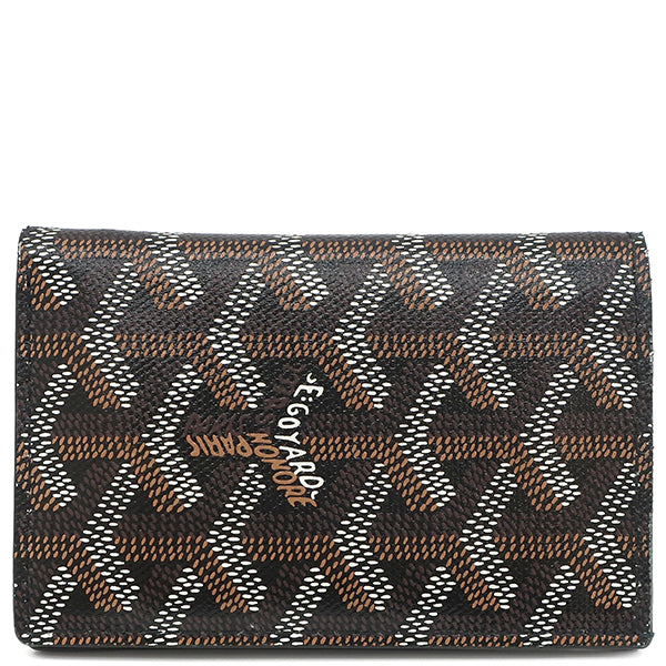 ゴヤール GOYARD サン ピエールカードホルダー ブラック レザー ゴヤールディンキャンバス カードケース 黒 ヘリンボーン柄