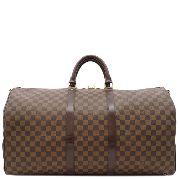 ルイヴィトン LOUIS VUITTON キーポル バンドリエール 55 N41414 ダミエエベヌ ダミエキャンバス ボストンバッグ ゴールド金具  茶 ストラップ/パドロック/鍵/欠品