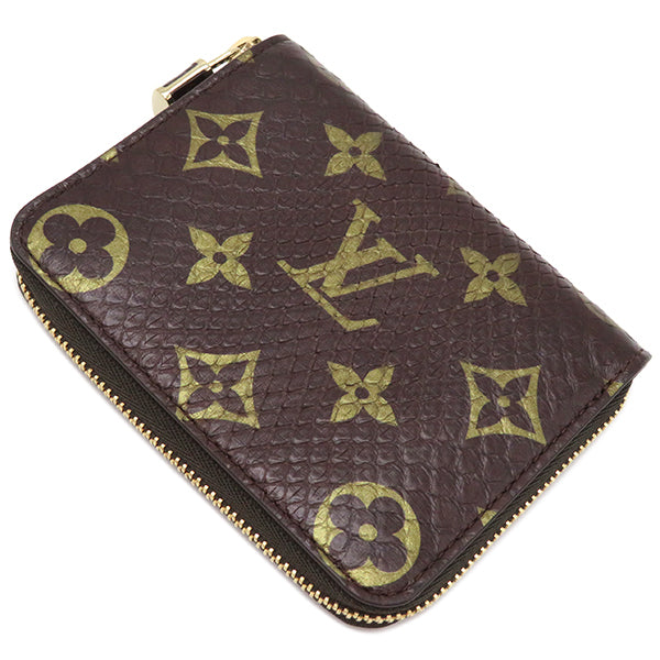 ルイヴィトン LOUIS VUITTON ジッピー コインパース M80149 ブラウン パイソン コインケース ゴールド金具 茶 エキゾチックレザー  ラウンドファスナー