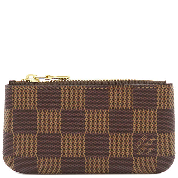 ルイヴィトン LOUIS VUITTON カードキーケース ポシェット クレ N62658 ダミエエベヌ ダミエキャンバス コインケース ゴールド金具  茶 キーチェーン付き