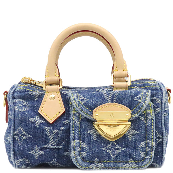 ルイヴィトン LOUIS VUITTON ナノ スピーディ M82950 モノグラムデニム モノグラムデニム 2WAYバッグ ゴールド金具