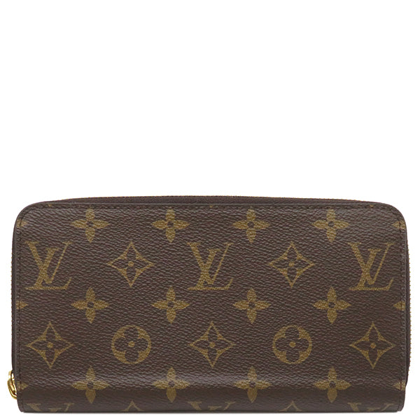 ルイヴィトン LOUIS VUITTON ジッピー ウォレット M41896 モノグラム×コクリコ モノグラムキャンバス 長財布 ゴールド金具 茶 赤  ラウンドファスナー