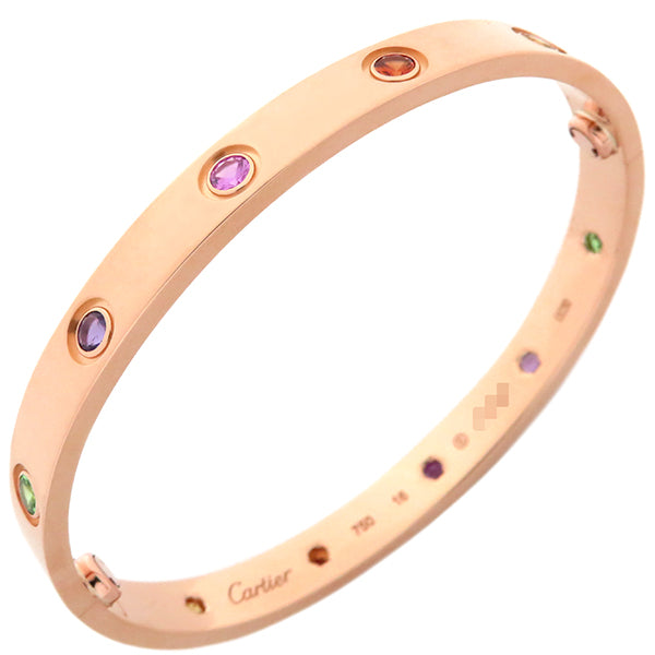 カルティエ Cartier LOVE ラブブレス バングル マルチストーン ピンクゴールド K18PG #16 ブレスレット 10石 10P 750  Au750 18K