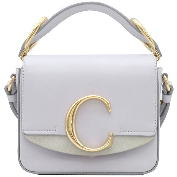 クロエ Chloe クロエ シー ミニバッグ CHC19US193 A37 4E7 LIGHT CLOUD グレー カーフ スウェード  ショルダーバッグ ゴールド金具 ハンドバッグ 2way