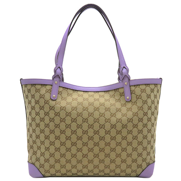 グッチ GUCCI GGキャンバス トート ポーチ付き 247209 ベージュ×パープル GGキャンバス トートバッグ ゴールド金具 ショル