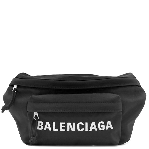 バレンシアガ BALENCIAGA ウイール ボディバッグ ベルトバッグ 533009 ブラック ナイロン ウエストバッグ シルバー金具 ウエストポーチ