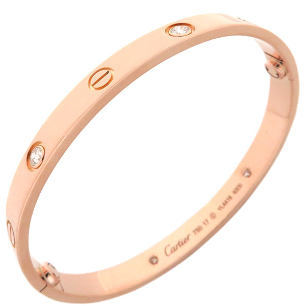 カルティエ Cartier LOVE ラブブレス ハーフダイヤ 4Pダイヤ B6069917 ピンクゴールド K18PG ダイヤモンド #17  ブレスレット 750PG 18K 18金