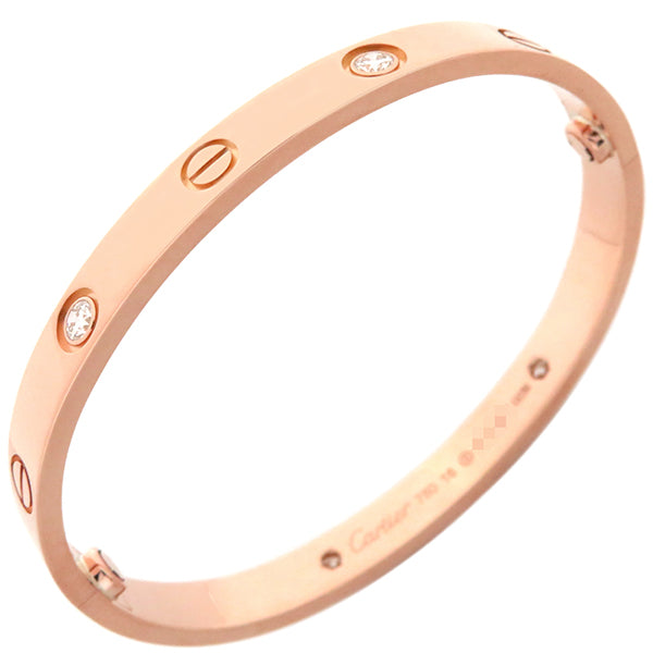 カルティエ Cartier LOVE ラブブレス ハーフダイヤ 4Pダイヤ B6069916 ピンクゴールド K18PG ダイヤモンド #16  ブレスレット 750PG 18K 18金