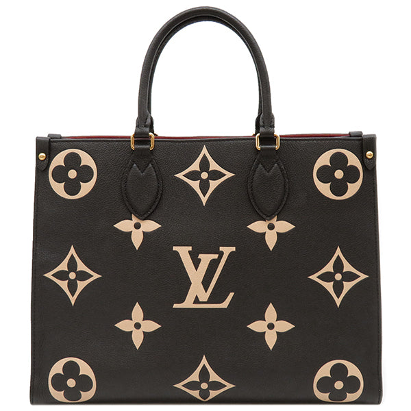 ルイヴィトン LOUIS VUITTON オンザゴー MM M45495 ブラック×ベージュ モノグラムアンプラント トートバッグ ゴールド