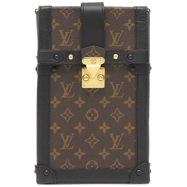 ルイヴィトン LOUIS VUITTON ポシェット トランク ヴェルティカル M63913 モノグラム×黒 モノグラムキャンバス レザー  ショルダーバッグ ゴールド金具 茶