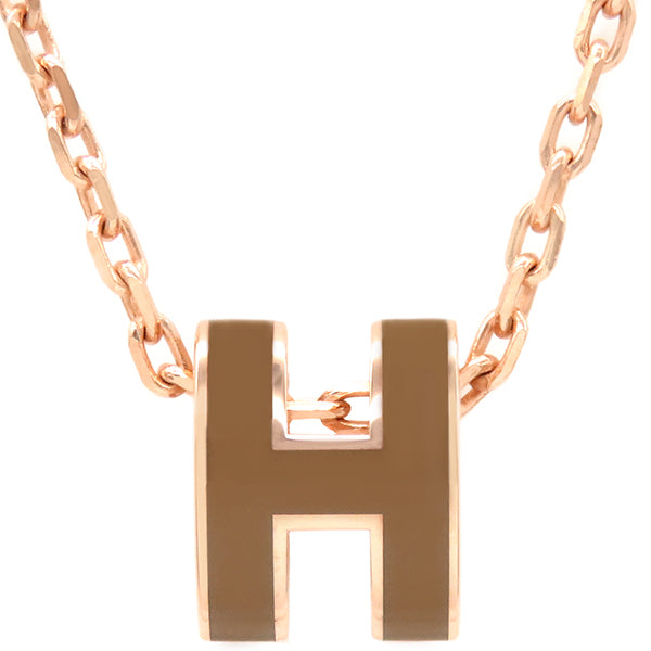 エルメス HERMES ポップアッシュ ミニ ペンダント ニューゴールド×ピンクゴールド GP ラッカー ネックレス ローズゴールド金具 H