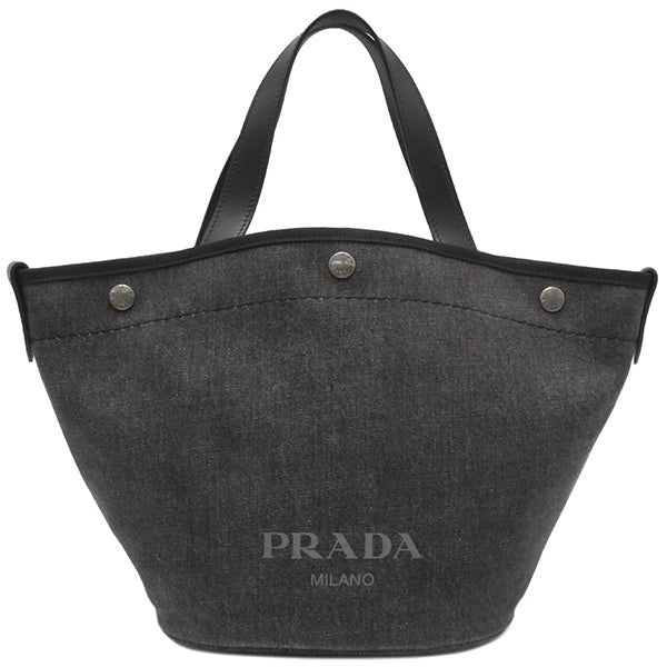 プラダ PRADA デニム 1BG244 NERO デニム レザー 2WAYバッグ シルバー金具 トートバッグ ショルダー 黒