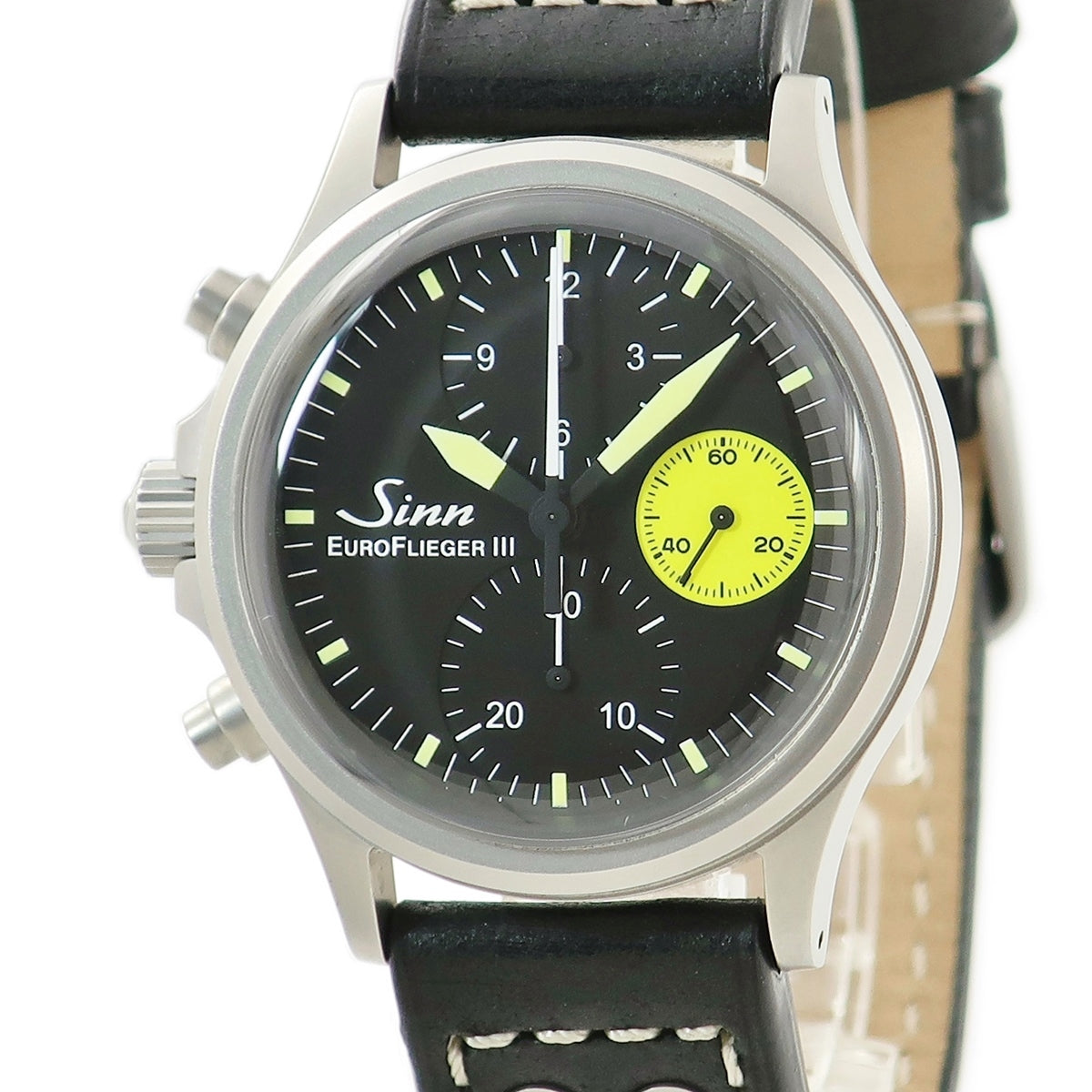 ジン SINN 356ユーロフリーガー3 クロノグラフ 356.EURO FLIEGER.3 自動巻き メンズ ブラック 日本限定 左側リュ