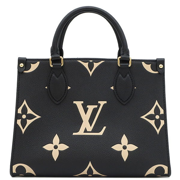 ルイヴィトン LOUIS VUITTON オンザゴー PM M45659 ブラック×ベージュ モノグラムアンプラント 2WAYバッグ ゴールド金具 黒  ハンドバッグ ショルダーバッグ