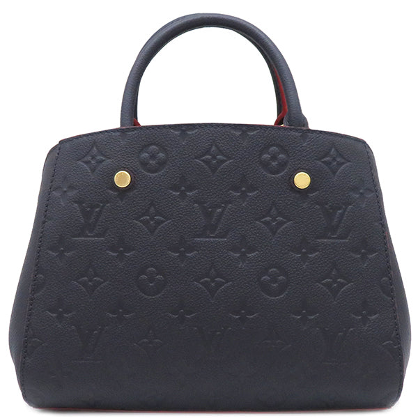 ルイヴィトン LOUIS VUITTON モンテーニュBB M42747 マリーヌルージュ モノグラムアンプラント 2WAYバッグ ゴールド金具  ハンドバッグ ショルダー 紺 赤