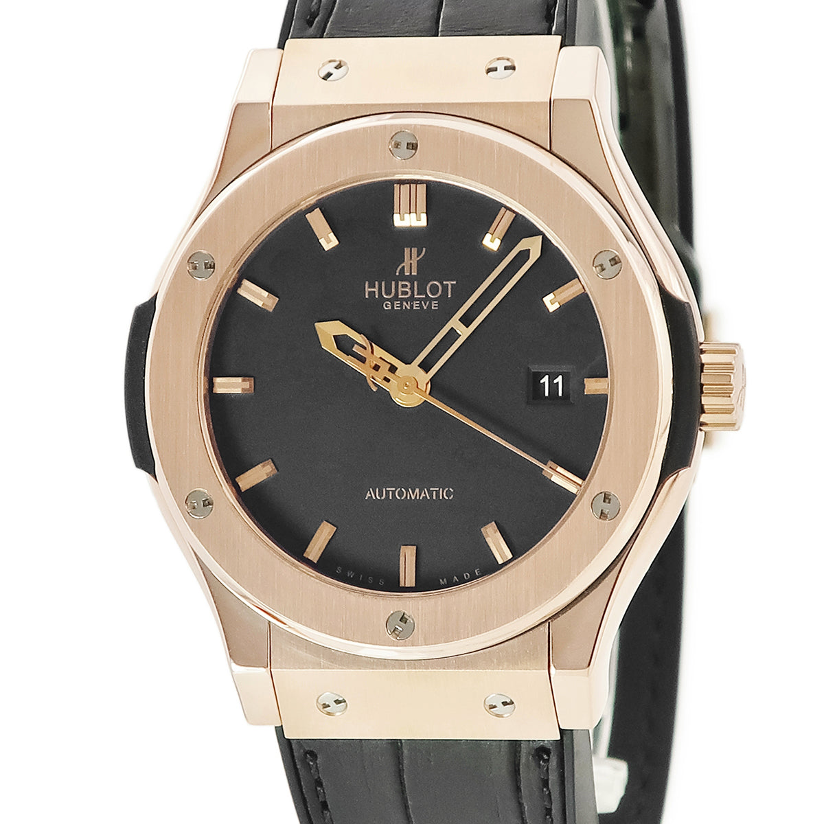 ウブロ HUBLOT クラシック フュージョン キングゴールド 542.OX.1180.LR 自動巻き メンズ K18KG無垢 ブラック デ