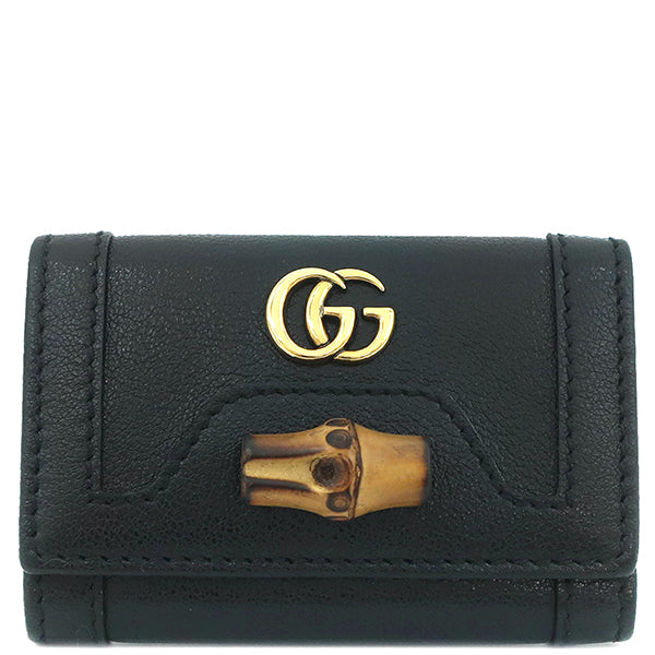 グッチ GUCCI GGマーモント バンブー 6連 658636 ブラック レザー キーケース ゴールド金具 黒