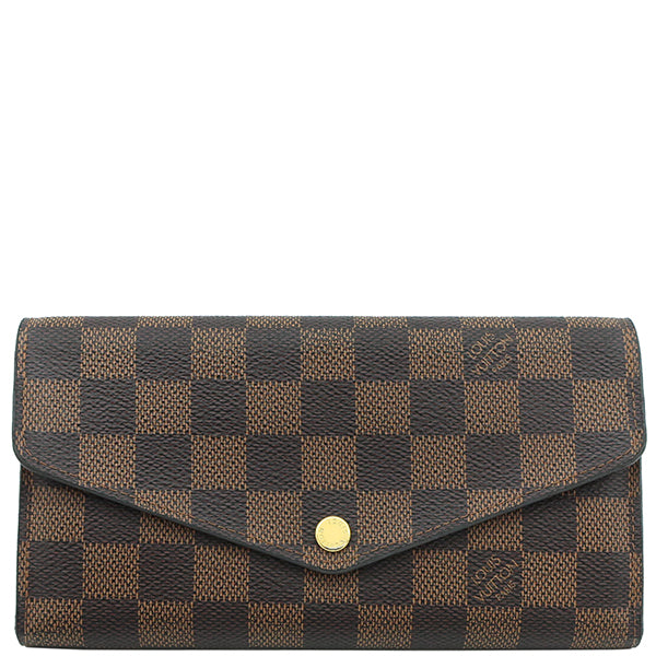 ルイヴィトン LOUIS VUITTON ポルトフォイユ サラ N63209 ダミエエベヌ ダミエキャンバス 長財布 ゴールド金具 茶 二つ