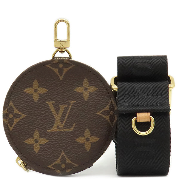 ルイヴィトン LOUIS VUITTON コインパース付き J02487 ノワール モノグラムキャンバス ナイロン ショルダーストラップ ゴールド金具  黒 茶 112cm