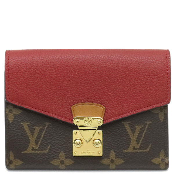 ルイヴィトン LOUIS VUITTON ポルトフォイユパラスコンパクト M67478 モノグラム×スリーズ モノグラムキャンバス トリヨンレザー  三つ折り財布 ゴールド金具 赤 茶