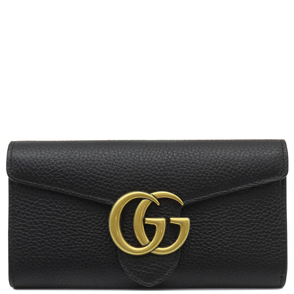 グッチ GUCCI GGマーモント ロングウォレット 779776 ブラック レザー 長財布 ヴィンテージ金具 黒