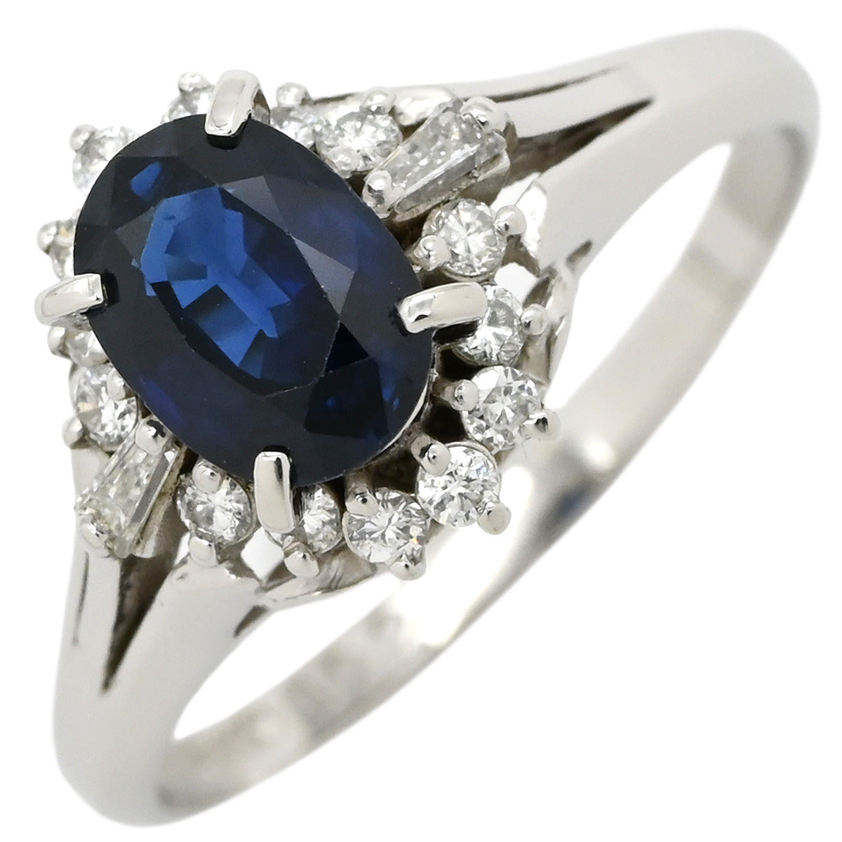 ノンブランド NON BRAND ブルーサファイア ダイヤリング プラチナ