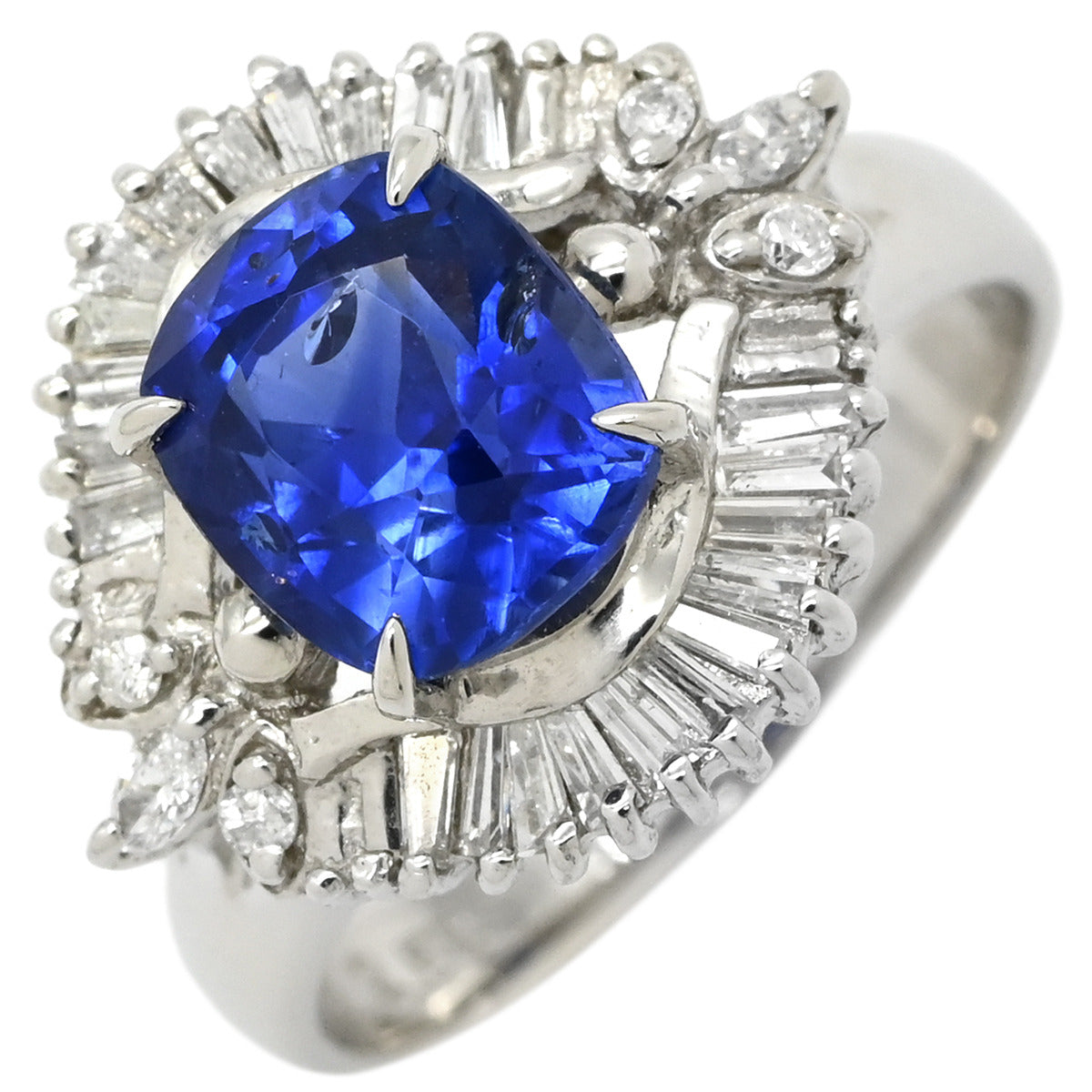 ノンブランド NON BRAND ブルーサファイア ダイヤリング プラチナ