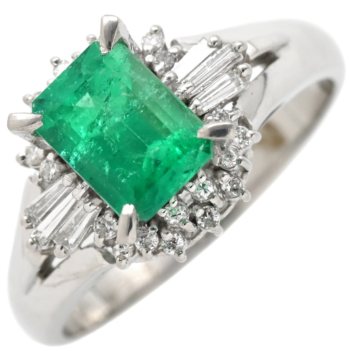 ノンブランド NON BRAND エメラルド ダイヤモンド リング プラチナ