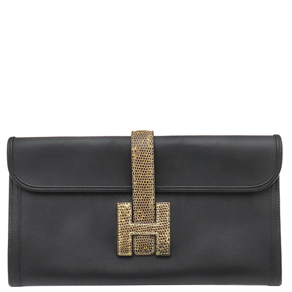 エルメス HERMES ジジェエラン29 ブラック スイフト リザード クラッチ