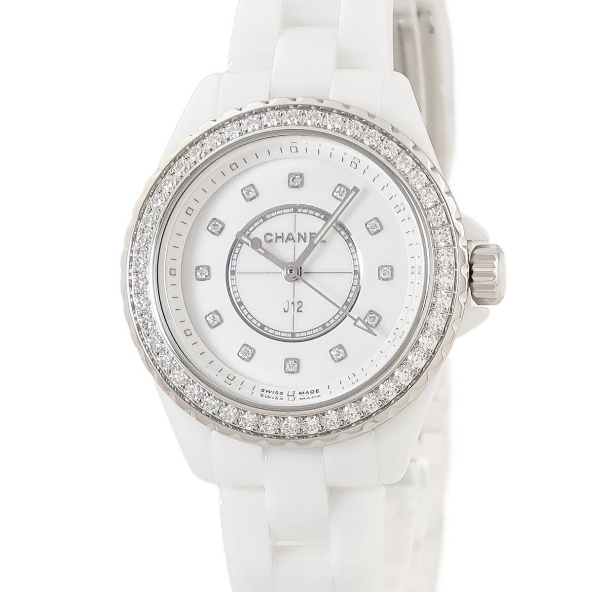 シャネル J12 33mm H6418 純正ダイヤ ホワイトセラミック 白 クオーツ レディース 腕時計 シャネル CHANEL J12 33mm H6418 クオーツ レディース 純正ダイヤ