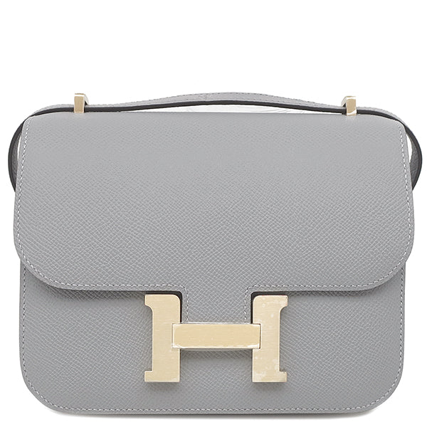 【超美品】エルメス 現行 コットン スフォデラート ソリッド グレー シンプル エルメス HERMES コンスタンスミニ 3 ミロワール グリパンタン ヴォー