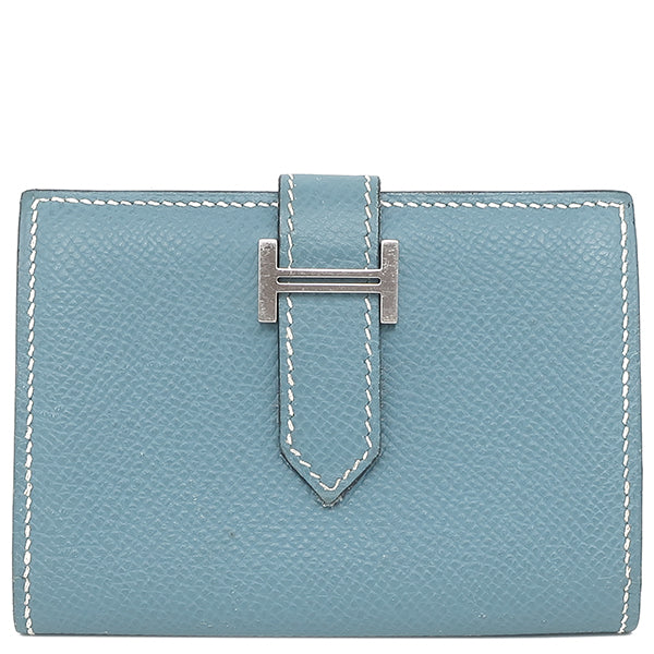 【極美品】HERMES エルメス　 べアン　コンパクト　青　ブルー　シルバー金具 新品・未使用品】HERMES エルメス ベアン コンパクト シェーブルミ