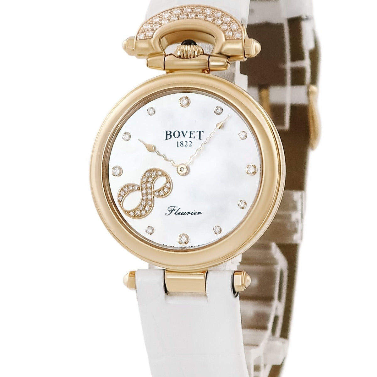 BOVET(ボヴェ) 腕時計 フルリエ D401.1 レディース K18PG/ダイヤベゼル/ラグダイヤ/0.65カラット 白 ボヴェ Bovet フルリエ D401.0 クオーツ レディース K18PG無垢 純正