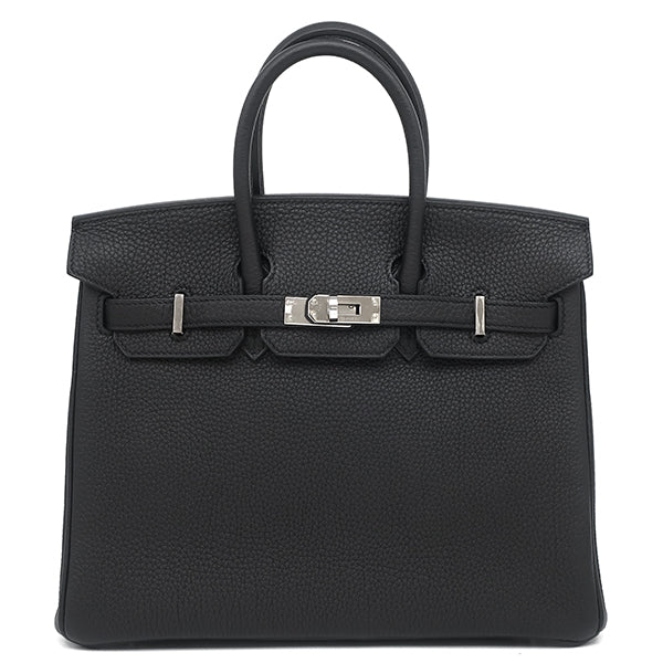 エルメス HERMES バーキン 25 ブラック トゴ ハンドバッグ シルバー