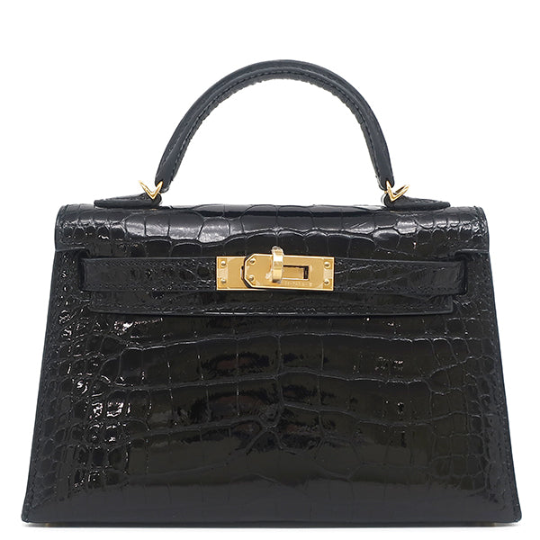 エルメス Herms ミニケリードゥ 外縫い ブラック アリゲーター