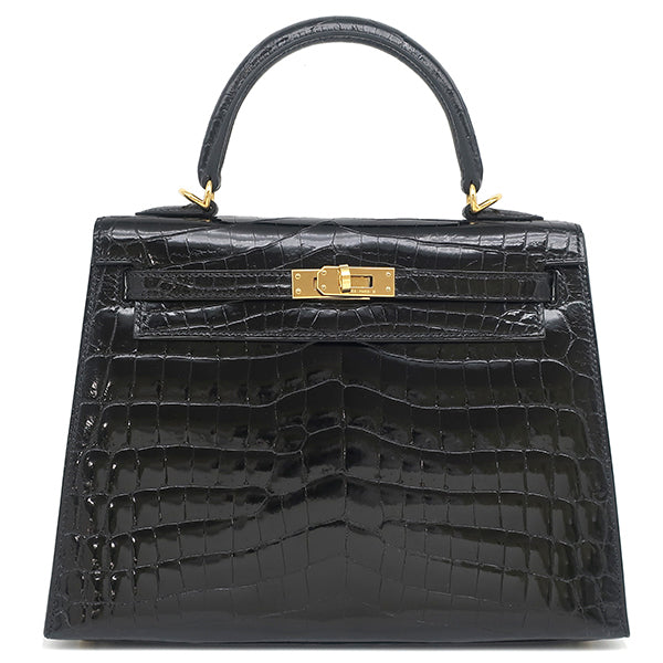 エルメス HERMES ケリー 25 外縫い ブラック ニロティカス 2WAYバッグ