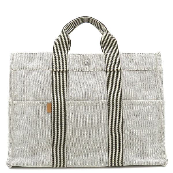 エルメス HERMES ニューフールトゥMM グレー トワルアッシュ トート