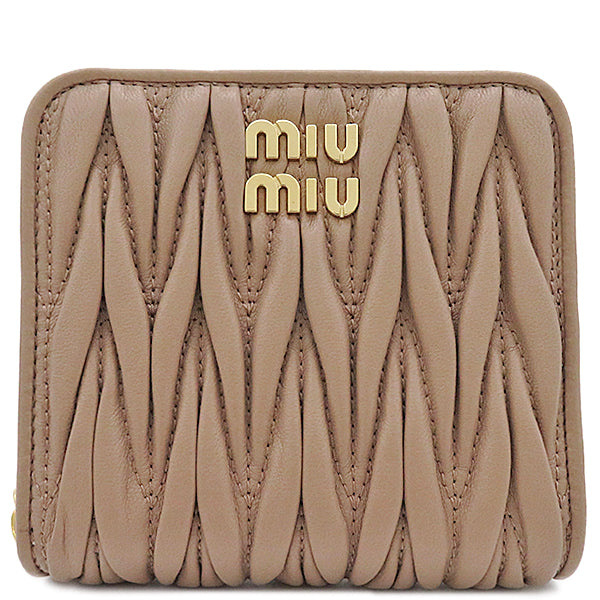 ミュウミュウ MIU MIU マテラッセ コンパクトウォレット 5ML522 2FPP F0770 CAMMEO レザー 二つ折り財布 ゴー