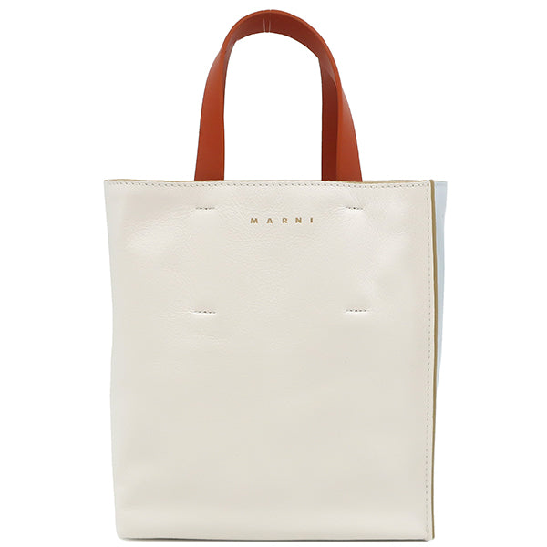 マルニ MARNI ミュゼオ ソフトミニ バッグ SHMP0040Q0P2644ZO301 ホワイト×ライトブルー×オレンジ カーフレザー  2WAYバッグ ゴールド金具 ハンドバッグ ショルダー 新品 未使用