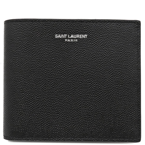 サンローラン SAINT LAURENT パリ イースト ウエスト ウォレット 396303BTY0N1000 ブラック  グレインドプードルエンボスレザー 二つ折り財布 シルバー金具 黒 コンパクト