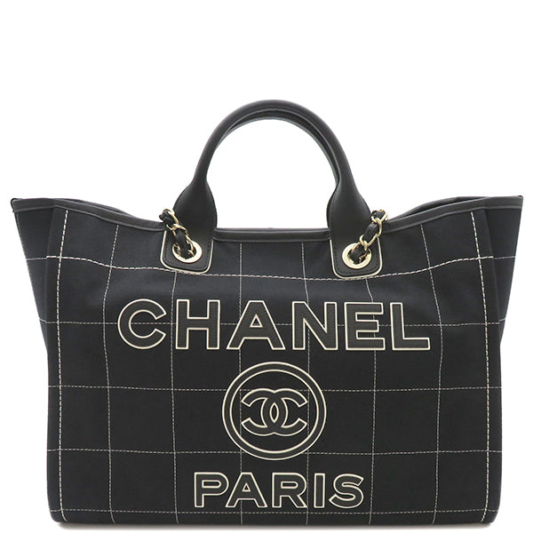 シャネル CHANEL ドーヴィル トート A66941 ブラック キャンバス ...