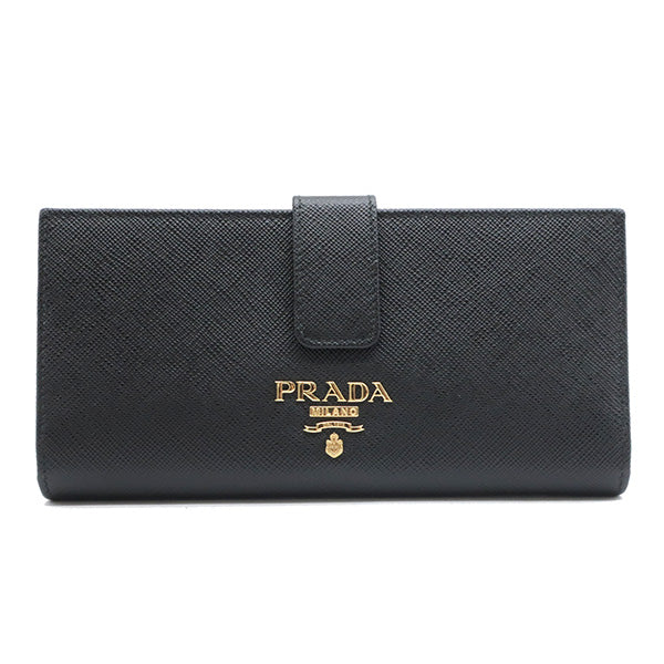 PRADA 2つ折り財布】 ブラック レザー 新品未使用-