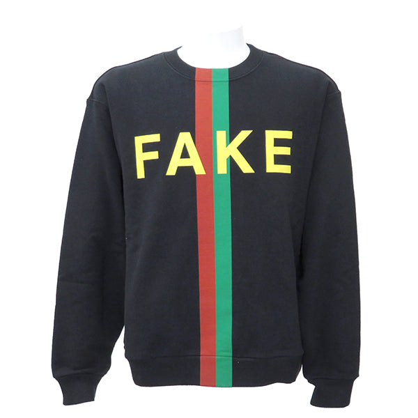 FAKE NOT プリント スウェットシャツ 635847 ブラック コットン