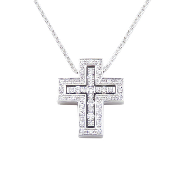 十字架ダイヤモンド　ネックレス　750 K18WGレディース