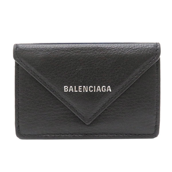 人気】バレンシアガ 三つ折り財布 シルバー ブラック コンパクト