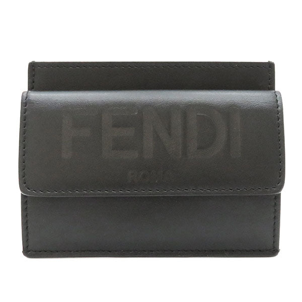フェンディローマ 8M0423 ブラック レザー カードケース ゴールド金具