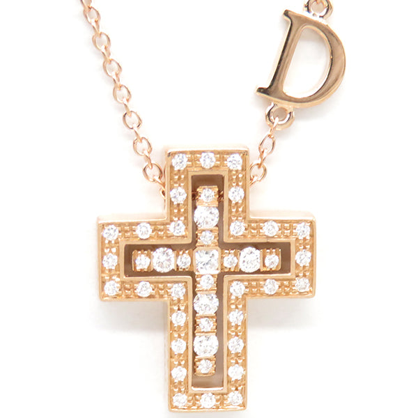 （新品仕上げ済）ダミアーニ DAMIANI ベルエポック クロス ダイヤ ネックレス 十字架 K18 PG × ダイヤ 約0.61ct 20079802 保証書 8806石目約061ct