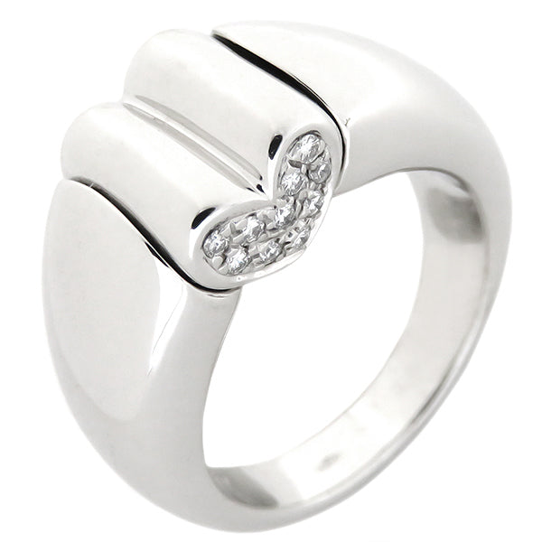 クール ハート ホワイトゴールド K18WG ダイヤモンド リング 指輪 750