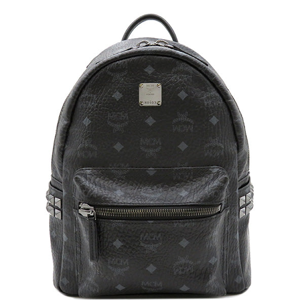 エムシーエム MCM Stark サイドスタッズ ヴィセトス MMKAAVE15BK001 ブラック レザー リュック・デイパック シルバー金具 黒  バックパック